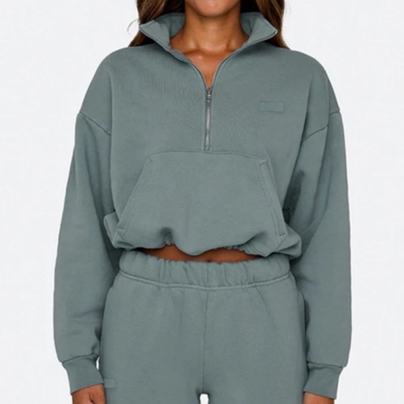 SET ACTIVE Tops - Set Active Half Zip - Grayish Blue